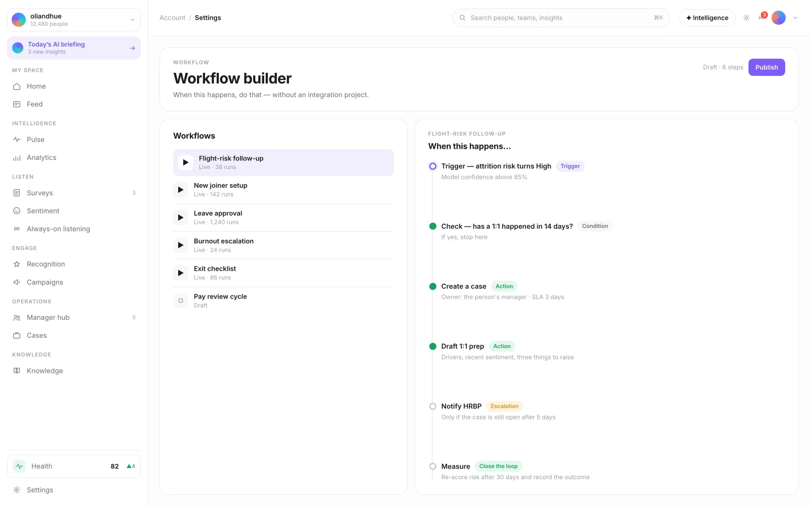 The Workflow Builder screen in the Vadal.ai product
